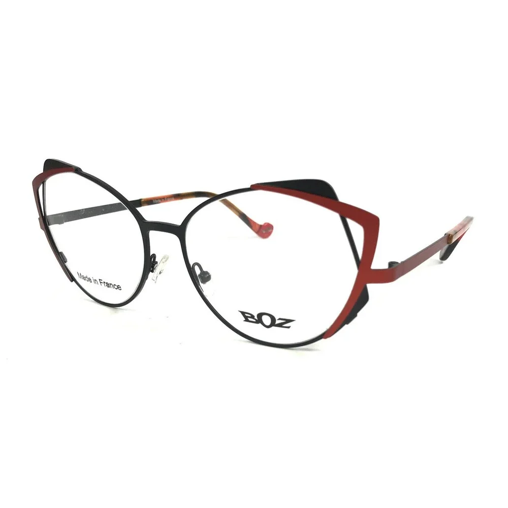 BOZ Eyeglasses Frames OSTINE 0068 Black Red Matte Cat Eye Full Rim 54-16-140